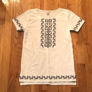 J Crew embroidered white t shirt size xxs